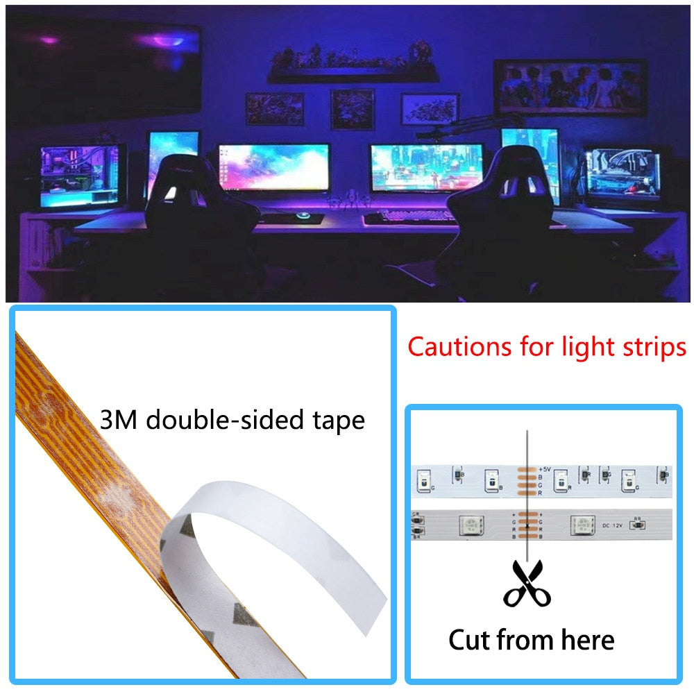 5V 2835 LED Light Strips Decoration Lighting USB Infrared Remote Controller Ribbon Lamp For Festival Party Bedroom RGB BackLight